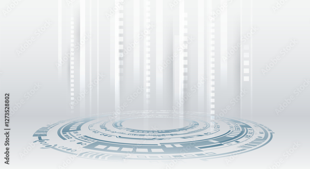 Aufkleber Digital internet communication on grey background. Wide Cyber security internet and networking concept. Hi-tech vector illustration with various technology elements. Abstract global sci fi concept.