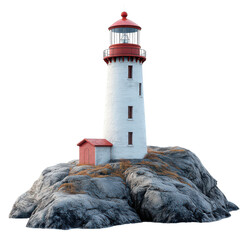 Red and white lighthouse isolated on transparent background