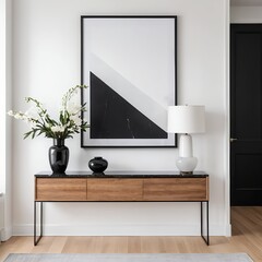 Modern Minimalist Entryway with Black and White Decor