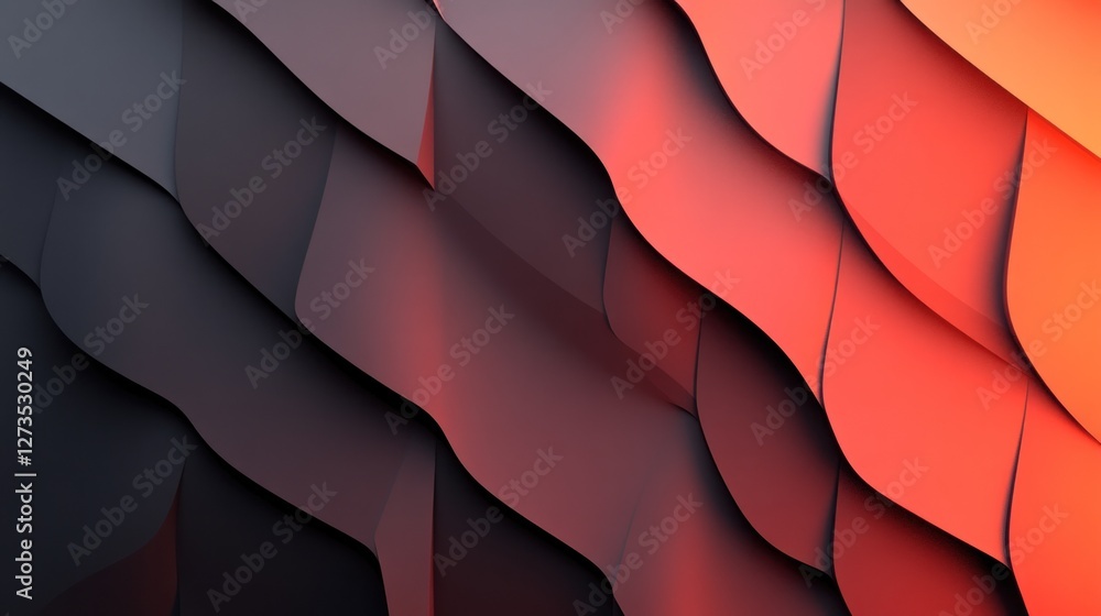 Poster abstract red and grey wavy layered design