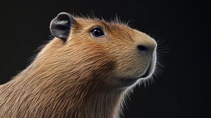 Capybara Portrait On Black