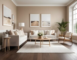 Modern Beige Living Room Interior Design