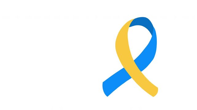 Down syndrome awareness Blue and yellow ribbon animation