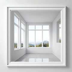 Modern Minimalist Room with Mountain View