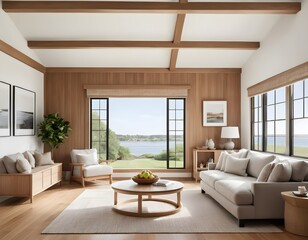 Modern Coastal Living Room with Water View