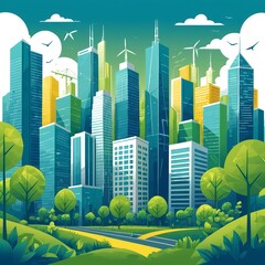 Eco-Friendly Cityscape Green Urban Landscape
