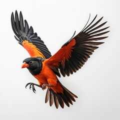 Fototapeta premium Crimson-breasted Bird in Flight
