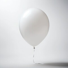 Single White Balloon on White Background