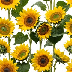 Obraz premium Vibrant Sunflowers on White Background