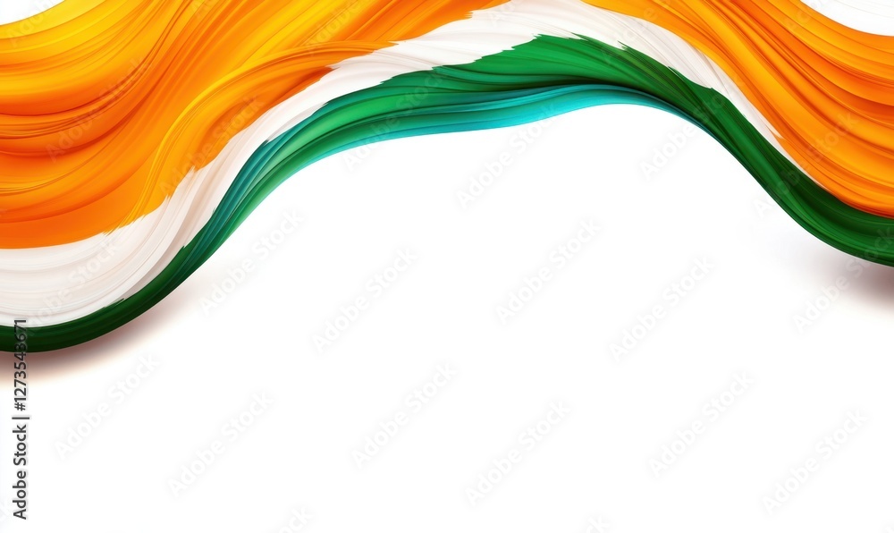 Poster vibrant abstract representation of indian flag colors flowing gracefully, symbolizing unity
