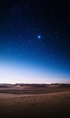 Fototapeta premium Starlit Desert Landscape Scenic Night Sky with Shining Stars Sand Dunes Horizon Nature Beauty