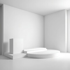 Obraz premium Minimalist White Product Display Platform