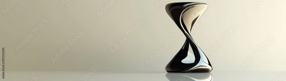 Aufkleber dark twisted hourglass sculpture casts reflections in a studio setting