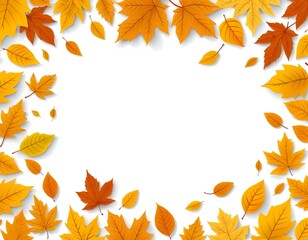Obraz premium Autumn Leaves Frame, White Background