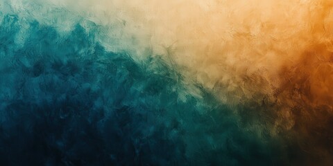 Fototapeta premium An enchanting abstract backdrop where blue-green and orange hues seamlessly meld into a warm, earthy tapestry. Its silky-smooth texture invites touch