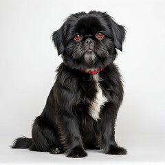 Black Pekingese Dog Sitting, Studio Shot