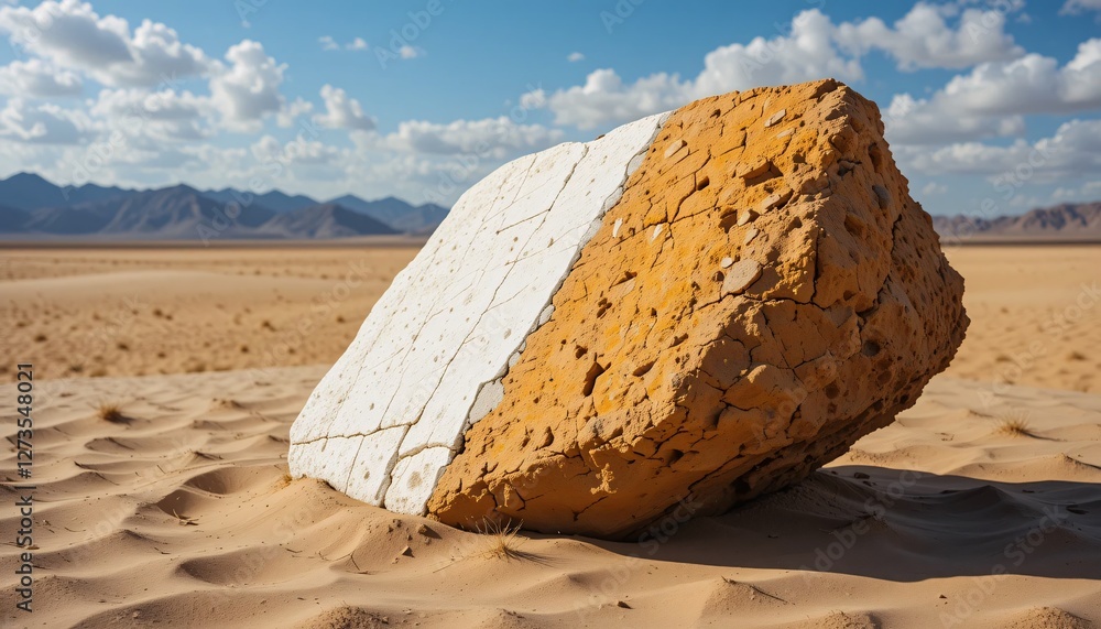 Aufkleber striking desert rock formation. contrasting colors on a massive stone. weathered landscape with ripp