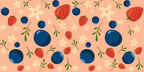 Seamless bright berry pattern