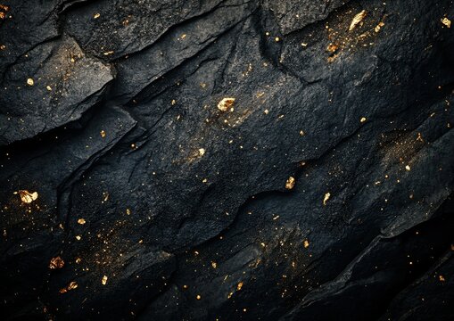 A dark, almost black background with golden flecks scattered across it, giving the impression of an ancient cave wall or rocky terrain