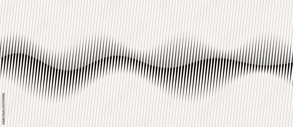 Poster Abstract art geometric background with vertical lines. Optical illusion with waves and transition