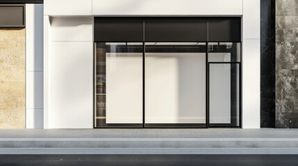 Fototapeta premium Empty storefront with large window display.