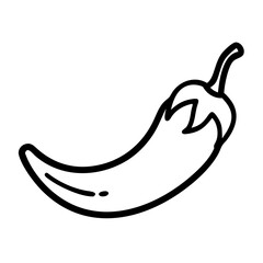 Icon of a chili pepper outline on a transparent background for food concept