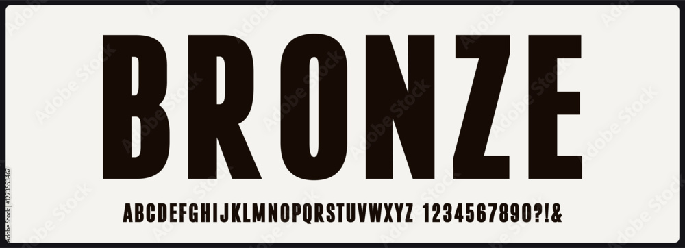 Poster condensed bold vector font. alphabet font with uppercase and number