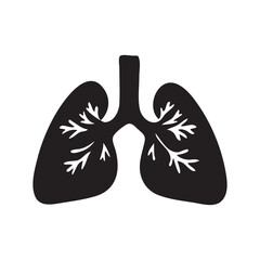 Map of Lungs: Vector black silhouette on a white background