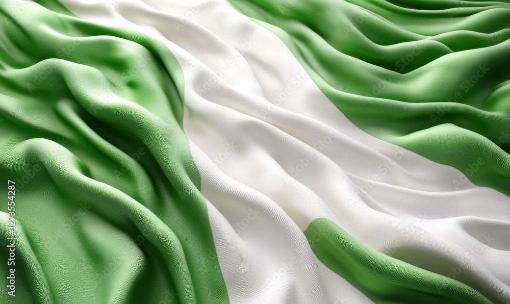 Poster waving nigerian flag with intricate folds, symbolizing national pride and unity