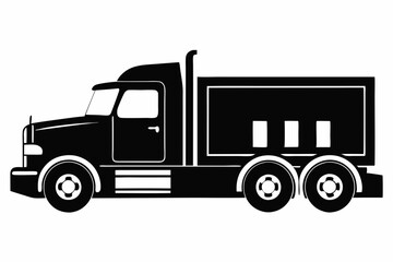Semi Truck Side View Line Art Vector