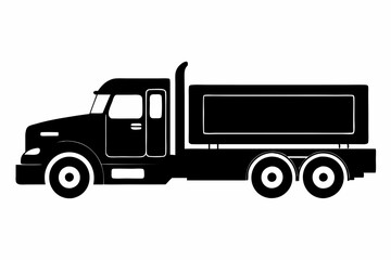 Semi Truck Side View Line Art Vector