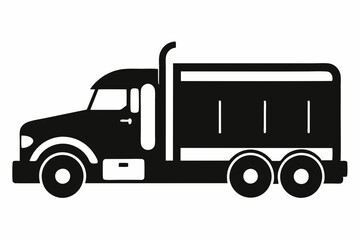 Semi Truck Side View Line Art Vector