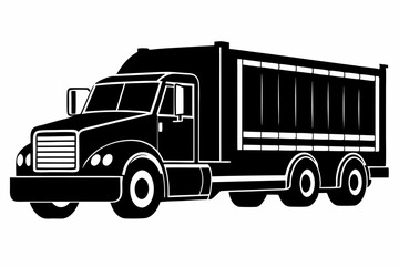 Semi Truck Side View Line Art Vector