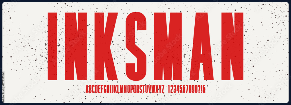 Poster condensed bold vector font. alphabet font with uppercase and number