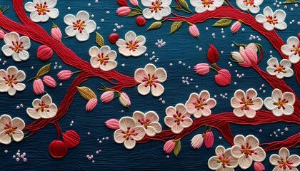 Beautiful Spring Blossom Embroidery Art