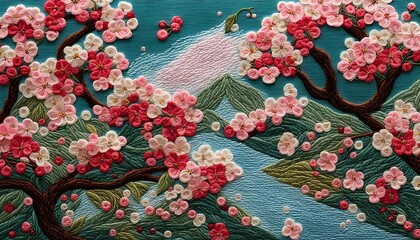Beautiful Spring Blossom Embroidery Art