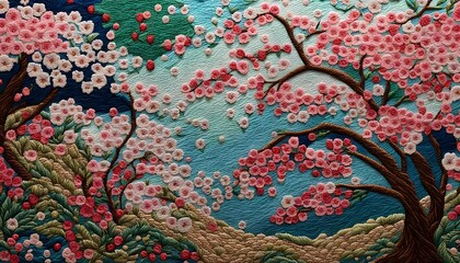 Beautiful Spring Blossom Embroidery Art