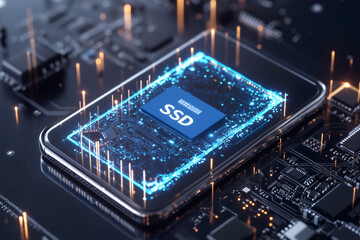 SSD module on a circuit board