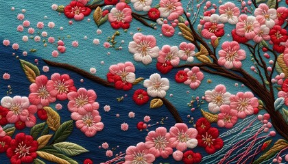 Beautiful Spring Blossom Embroidery Art