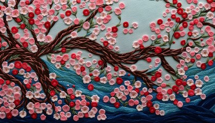 Beautiful Spring Blossom Embroidery Art