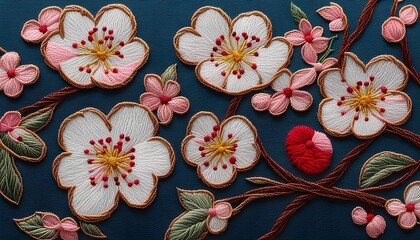 Beautiful Spring Blossom Embroidery Art