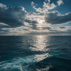 Obraz premium A vast, endless ocean meeting the sky at the horizon.