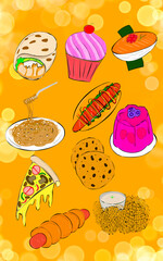 Food Digital Illustration Collection Picture and Vector