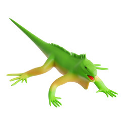 Vibrant Green Iguana with Open Mouth