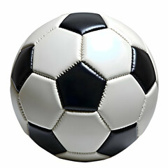 Soccer Ball black and white soccer ball, pentagonal pattern, perfectly round, realistic texture, flawless, white background.