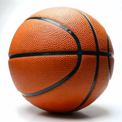 Obraz premium Basketball orange basketball, dimpled texture, clear black lines, perfect shape, plain white background.