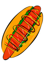 Hot Dog Food Digital Illustration Collection Picture and Vector