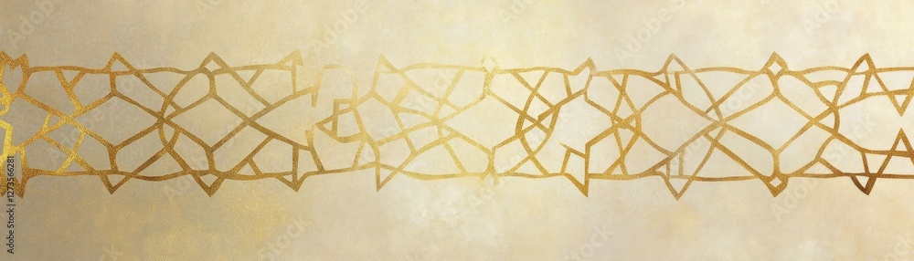 Poster Abstract geometric pattern in gold across a soft beige background