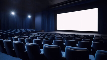 Fototapeta premium Ultra-Wide Screen in Modern Theater, Minimalist Cinema Display, Simple Theater Interior