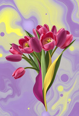 Naklejka premium illustrazione con composizione a tema floreale, colorate fioriture primaverili